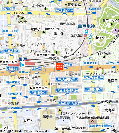 まいばすけっと亀戸駅東口店付近の地図